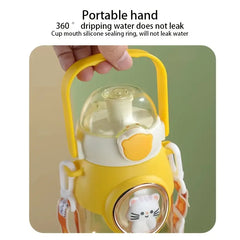 Cute Summer Water Bottle with Straw for Students 7.08"