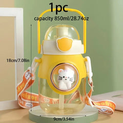 Cute Summer Water Bottle with Straw for Students 7.08"