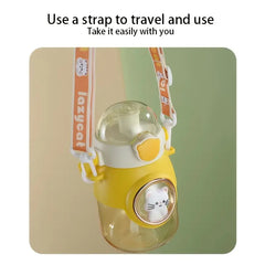 Cute Summer Water Bottle with Straw for Students 7.08"