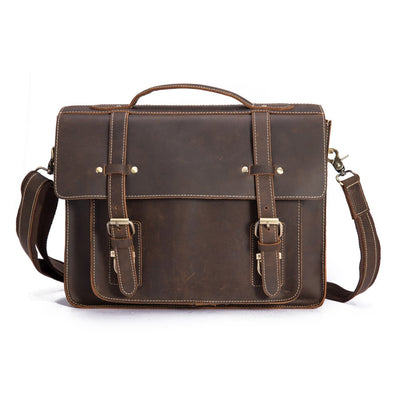 Crazy Horseskin Men's Handbag - First Layer Quality