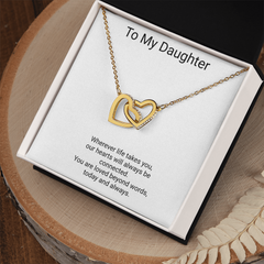 To My Daughter — Always Connected Interlocking Hearts Necklace
