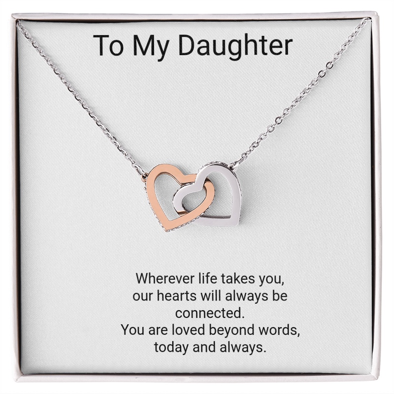 To My Daughter — Always Connected Interlocking Hearts Necklace