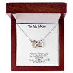 To My Mom — Always Connected Interlocking Hearts Necklace