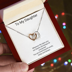 To My Daughter — Always Connected Interlocking Hearts Necklace