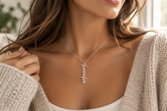 Vertical Name Necklace lifestyle shot